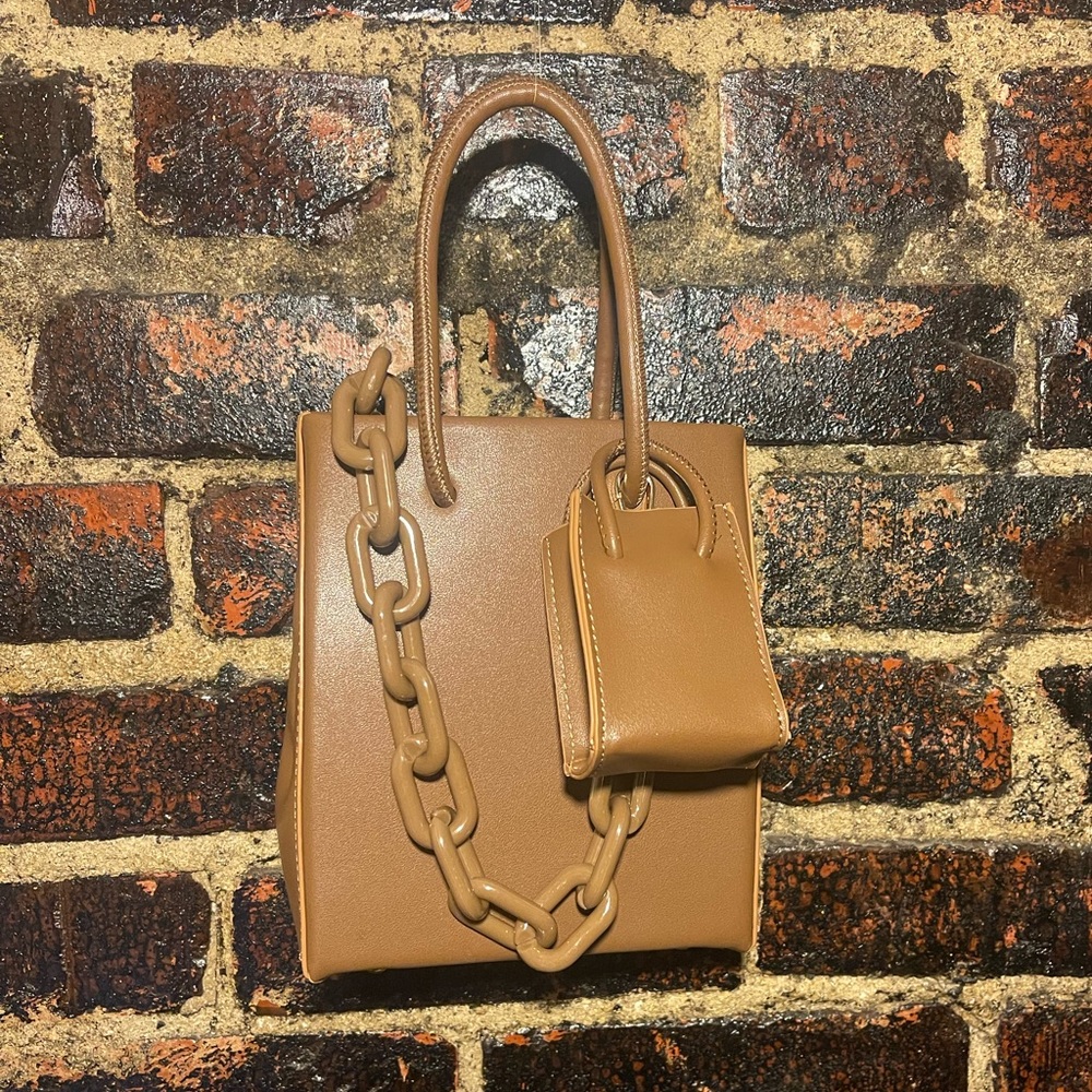 Camel Brown Mini Handle Bag